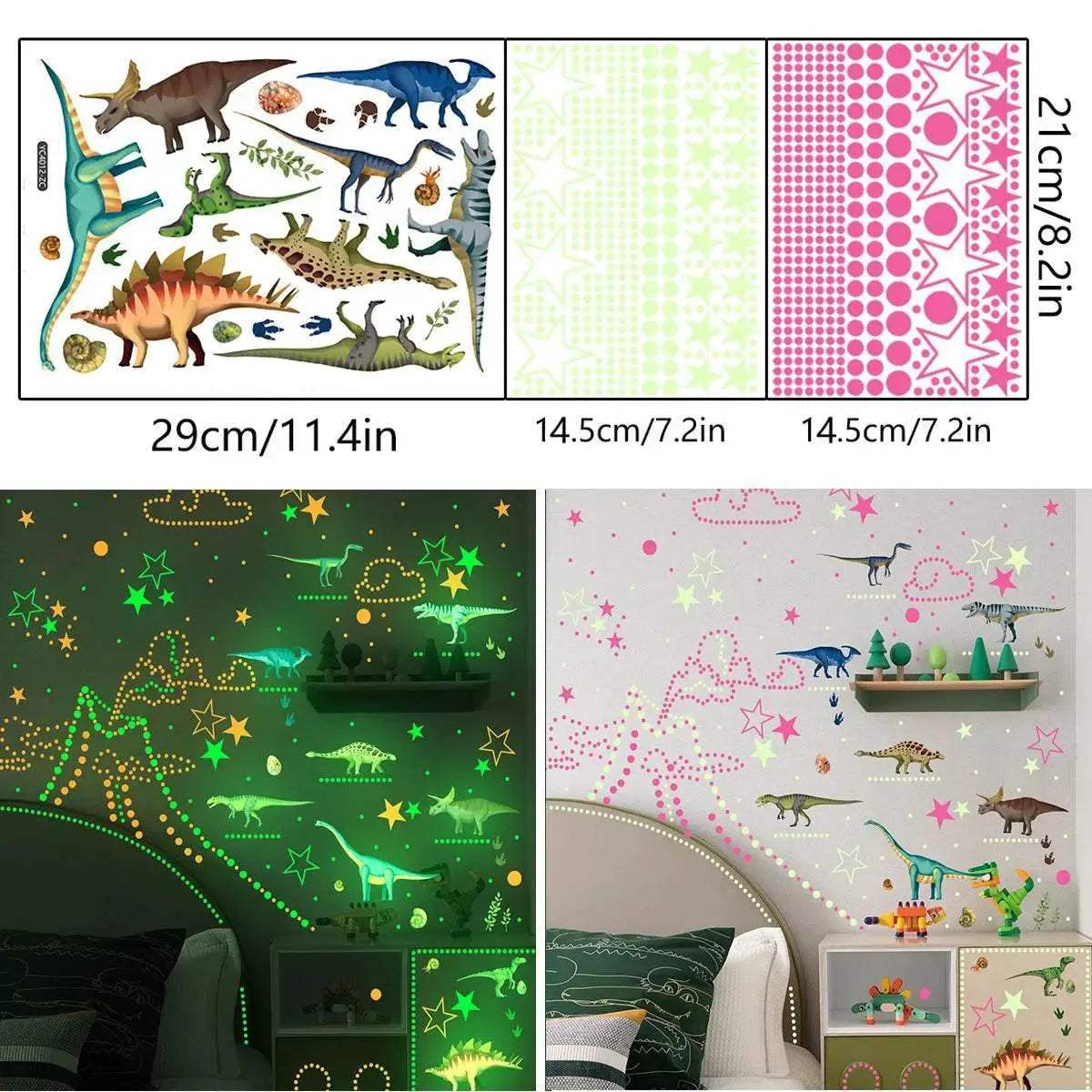  Vivid Glow In The Dark Dinosaur Wall Sticker Toyland EU -  ToylandEU™