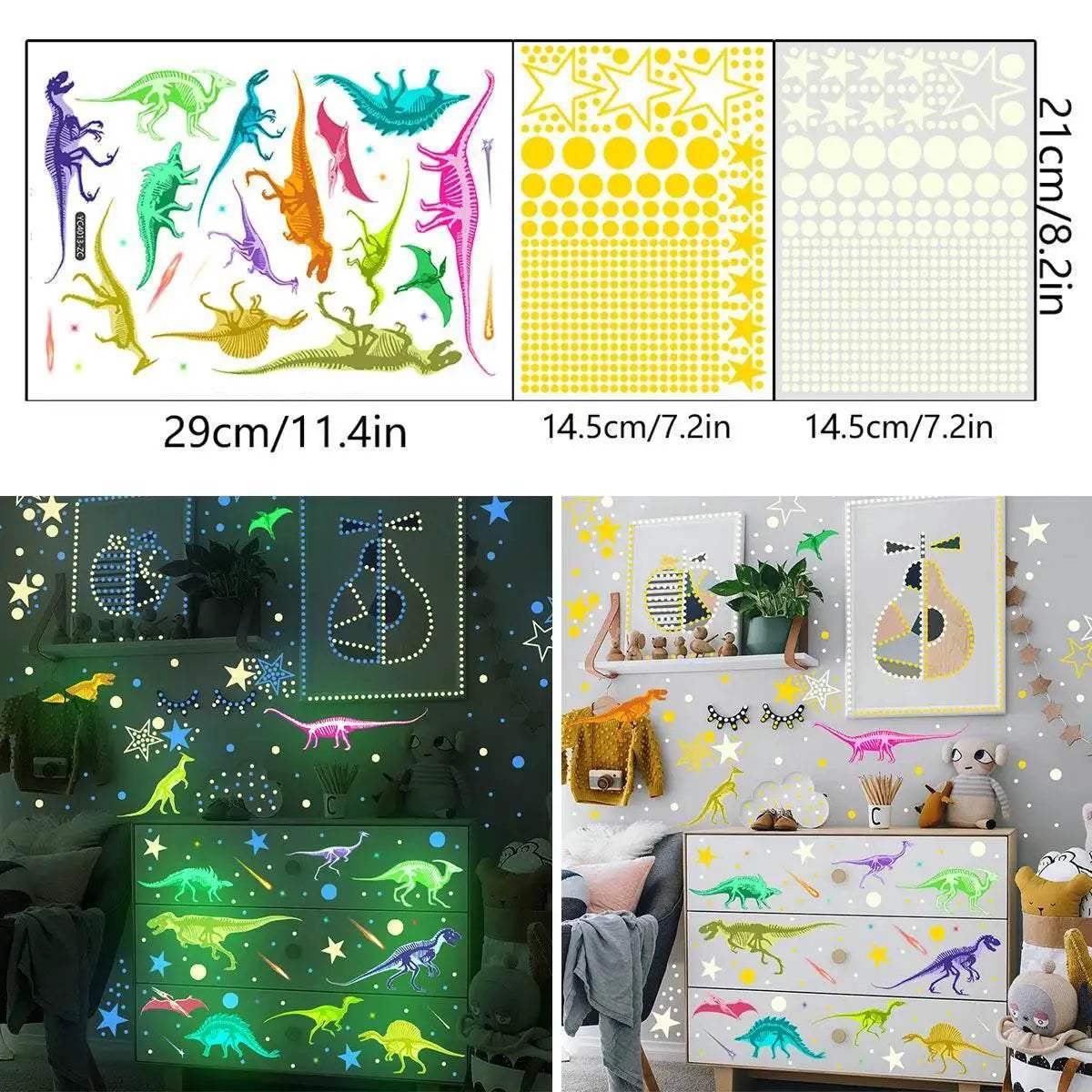  Vivid Glow In The Dark Dinosaur Wall Sticker Toyland EU -  ToylandEU™