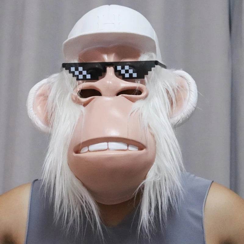 Vivid Latex Gorilla Mask With White Wig for Halloween - ToylandEU