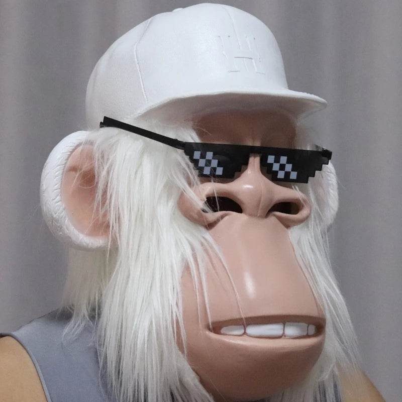 Vivid Latex Gorilla Mask With White Wig for Halloween - ToylandEU