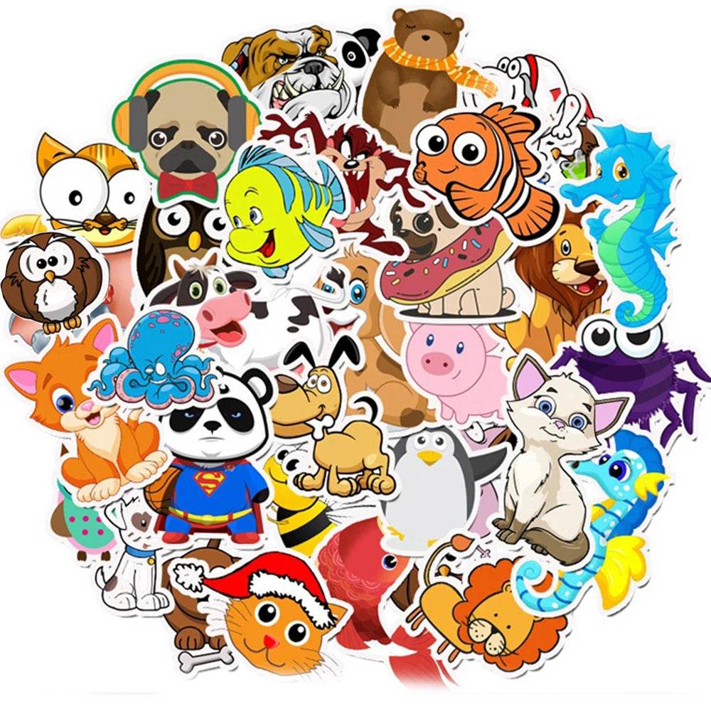 Vivid Waterproof Cartoon Animal Stickers Colorful For Teens - ToylandEU
