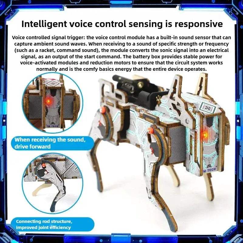 Voice Control Mechanical Dog STEM Kit For Kids Educational Toy - ToylandEU