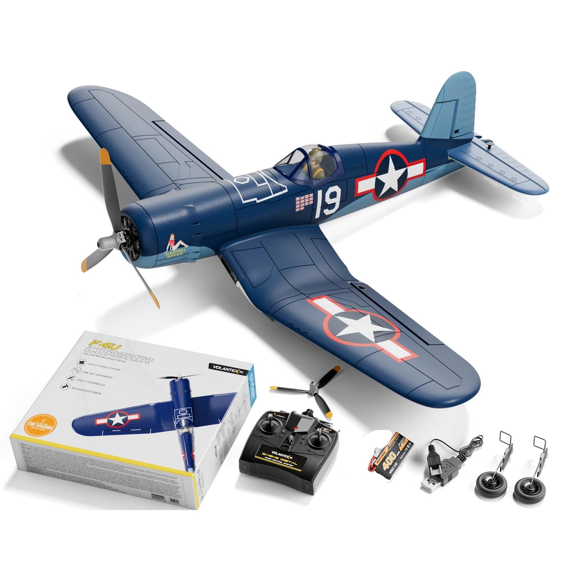 Volantex F4U Corsair Rc Plane | Brushless 500Mm Wingspan | Toylandeu