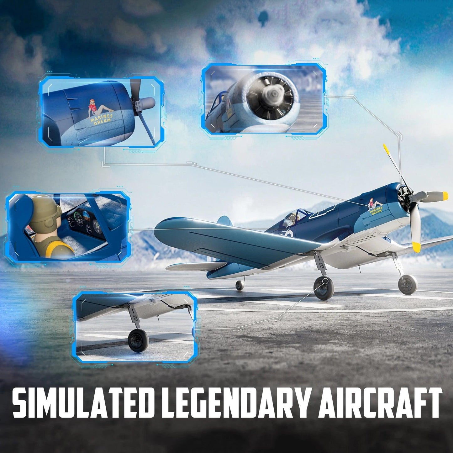 Volantex F4U Corsair Rc Plane | Brushless 500Mm Wingspan | Toylandeu