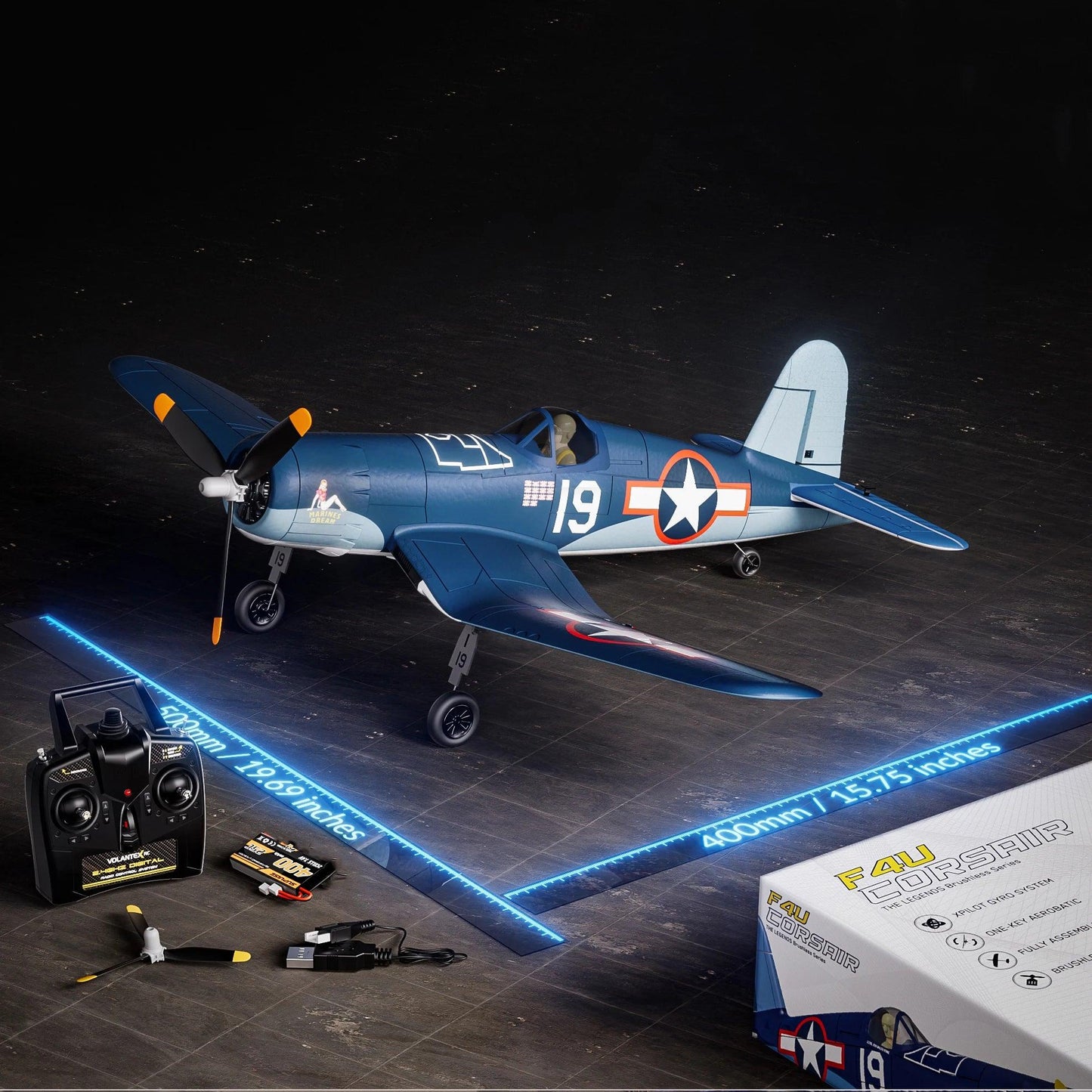 Volantex F4U Corsair Rc Plane | Brushless 500Mm Wingspan | Toylandeu
