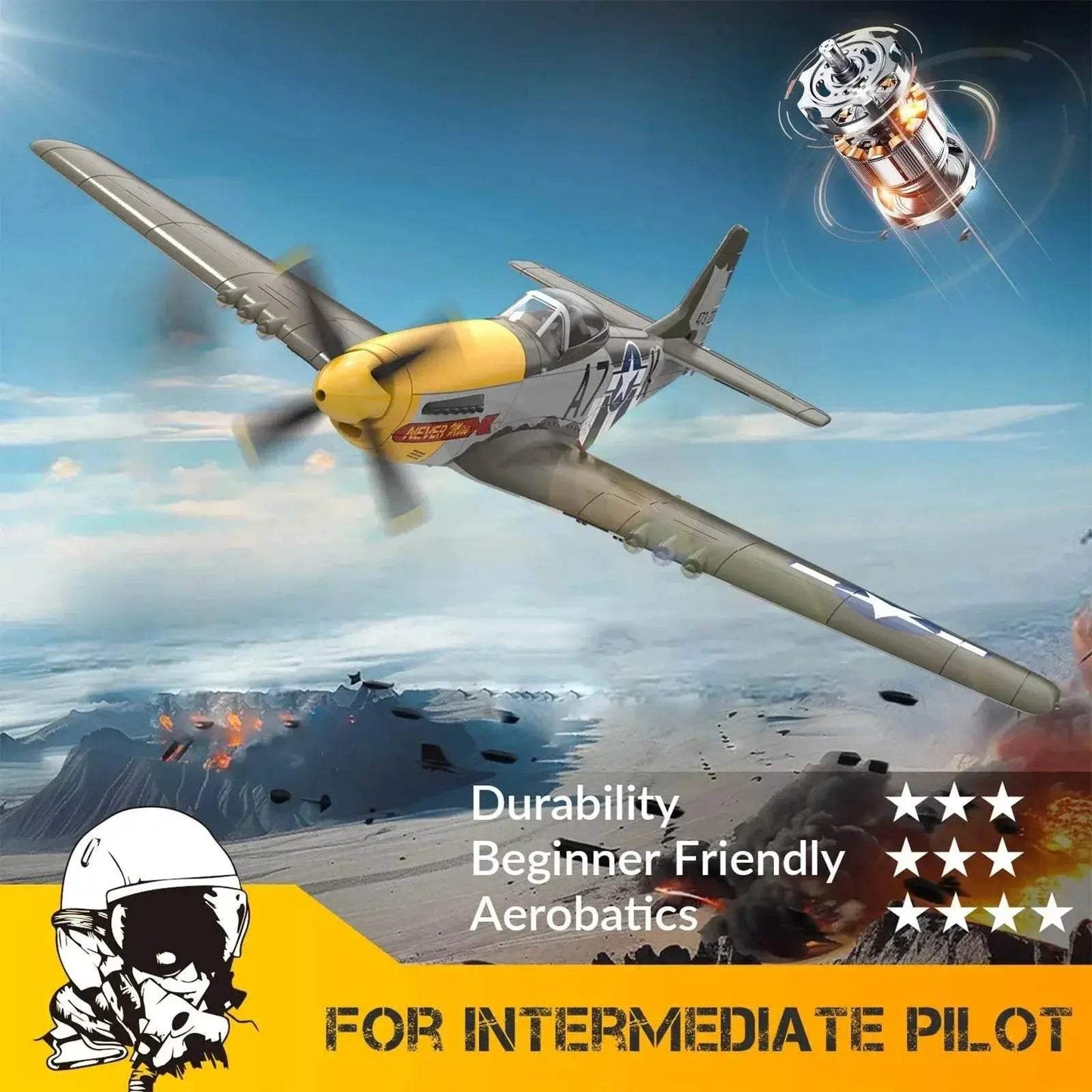 Volantex RC Plane Brushless P-51 Mustang RTF Aerobatic - ToylandEU
