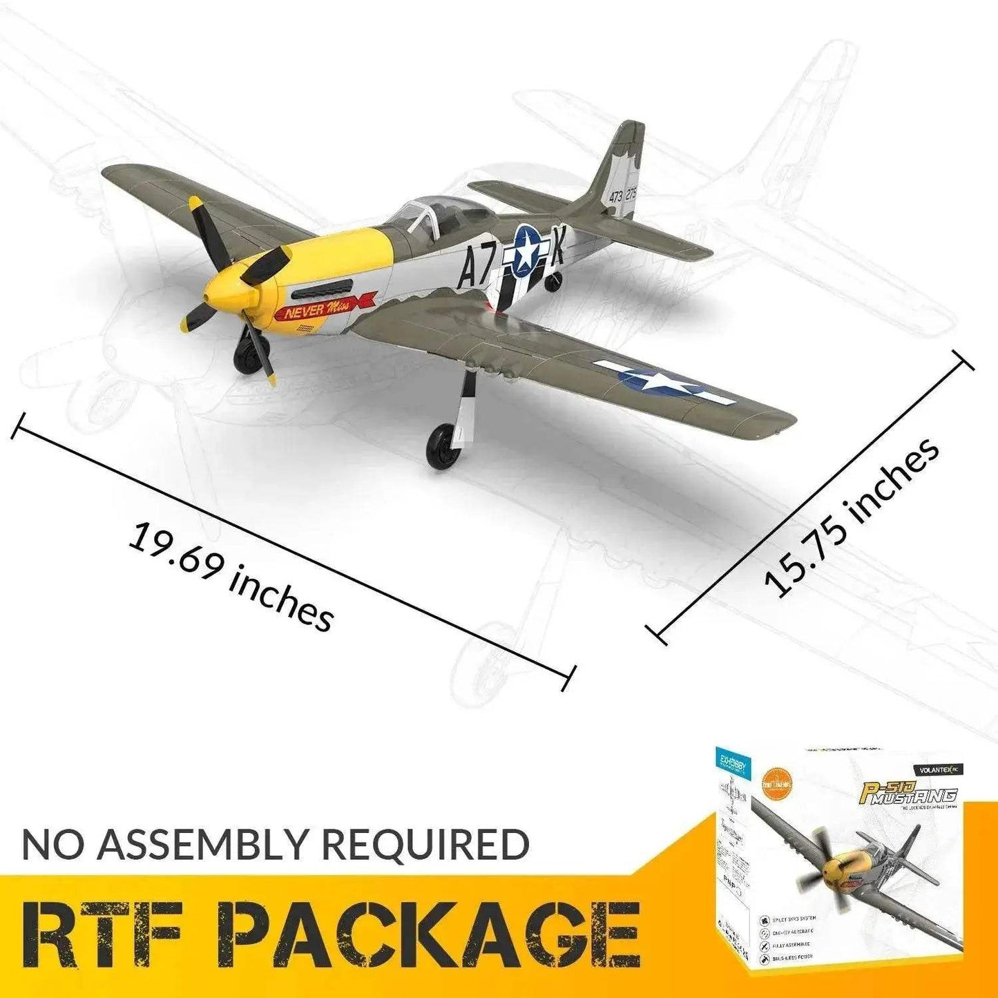 Volantex RC Plane Brushless P-51 Mustang RTF Aerobatic - ToylandEU