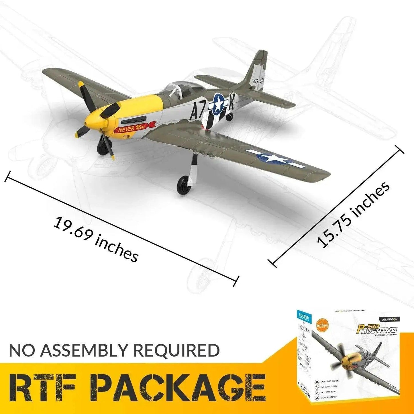  Volantex RC Plane Brushless P-51 Mustang RTF Airplane -  ToylandEU™