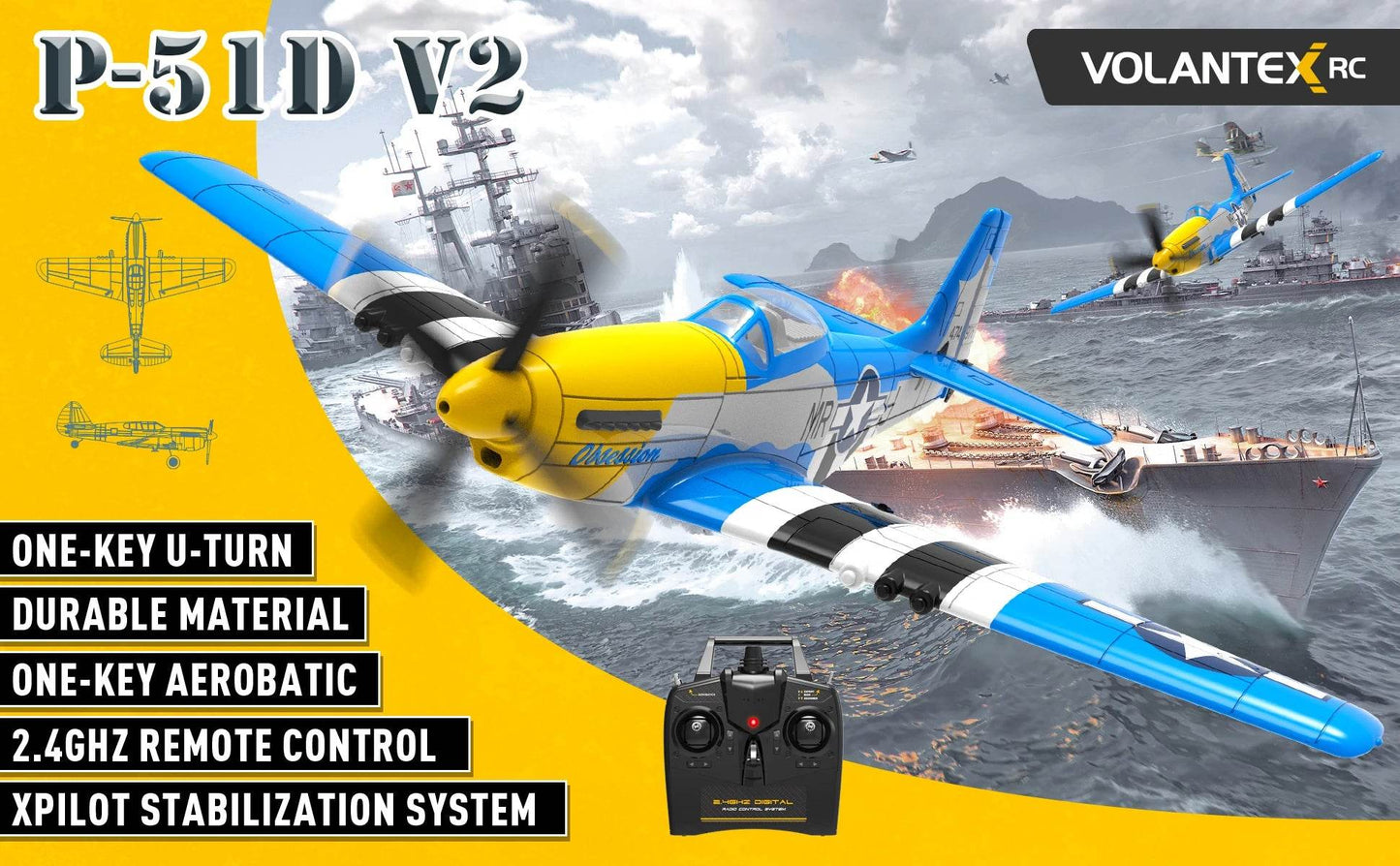 VolantexRC P-51D V2 EPP 400mm Wingspan RC Airplane Trainer - ToylandEU