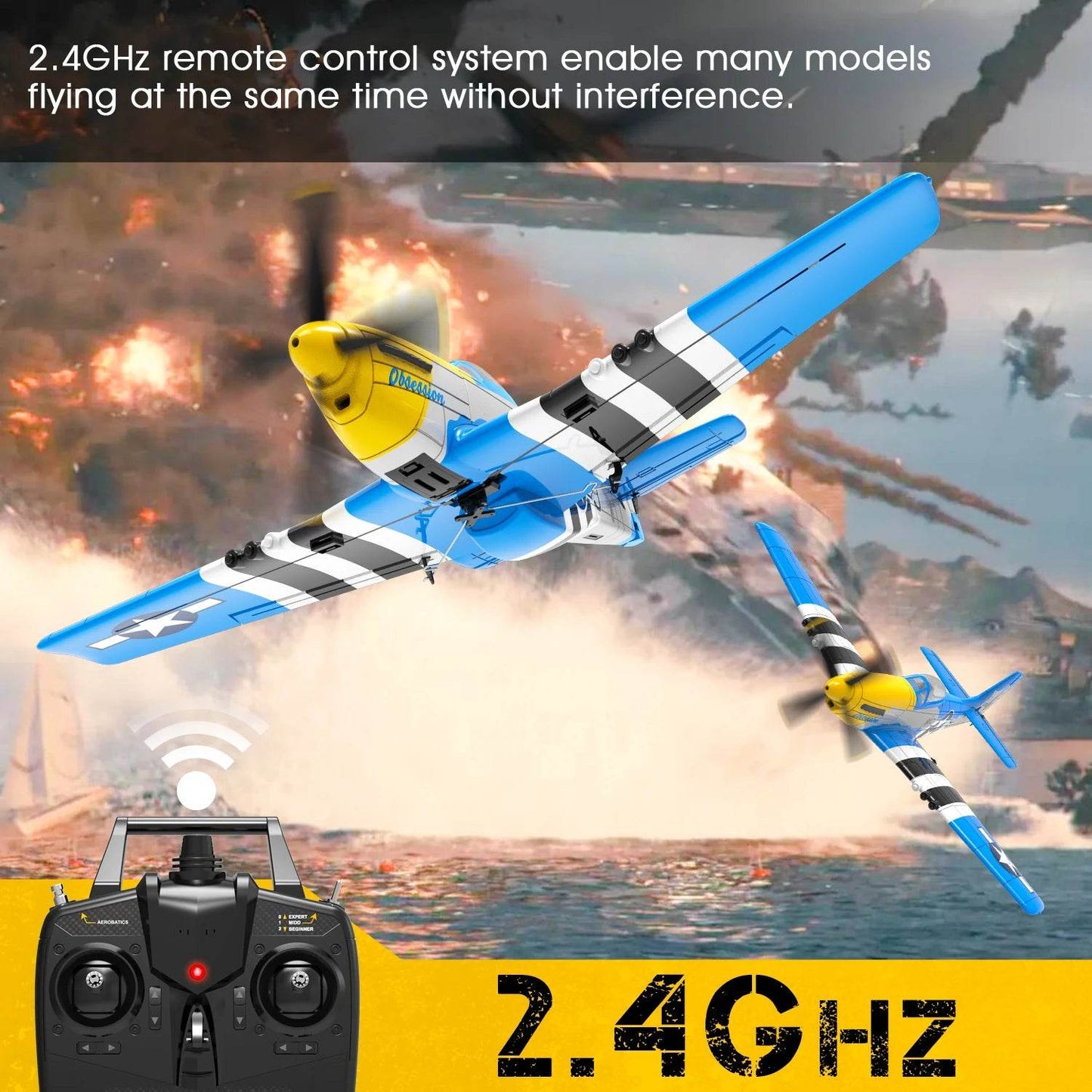 VolantexRC P-51D V2 EPP 400mm Wingspan RC Airplane Trainer - ToylandEU