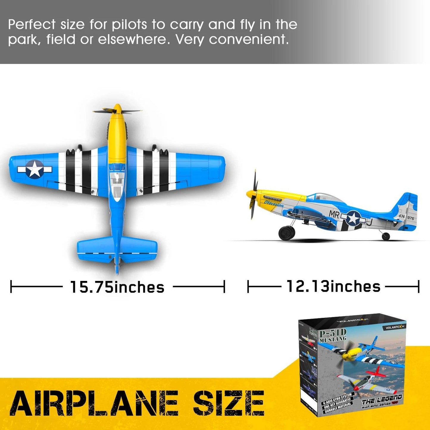 VolantexRC P-51D V2 EPP 400mm Wingspan RC Airplane Trainer - ToylandEU