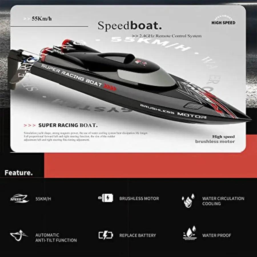  WL916 RC Boat Brushless Carbon Fiber Body LEDs 55kmh -  ToylandEU™