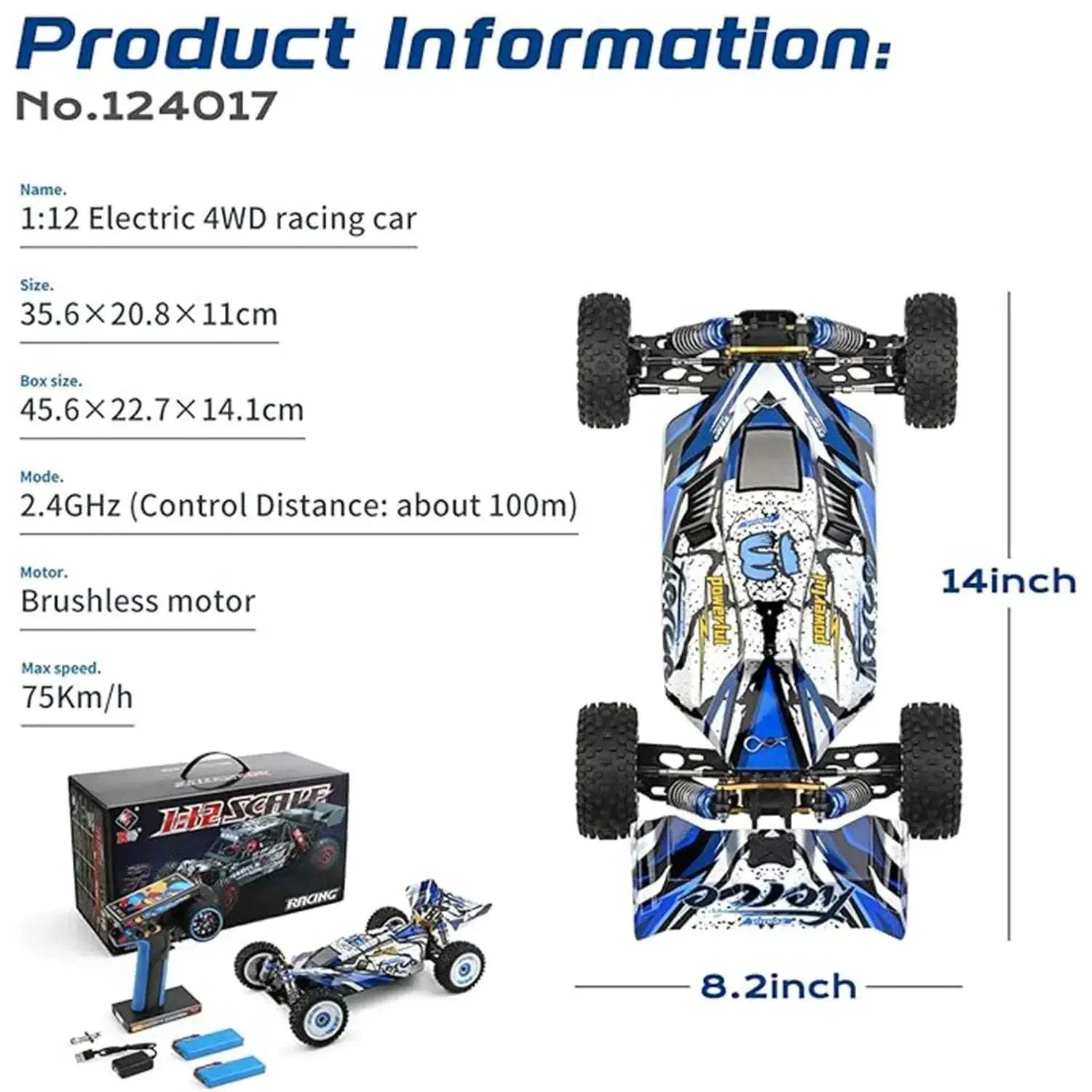 WLtoys 124017 V2 Brushless RC Car 75kmh Outdoor Gift - ToylandEU