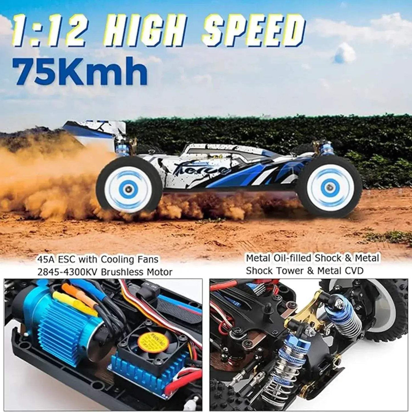 WLtoys 124017 V2 Brushless RC Car 75kmh Outdoor Gift - ToylandEU