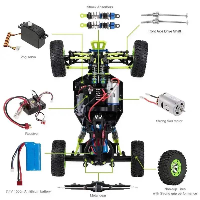 WLtoys 12428 4WD RC Car Off Road High Speed LEDHeadlights - ToylandEU