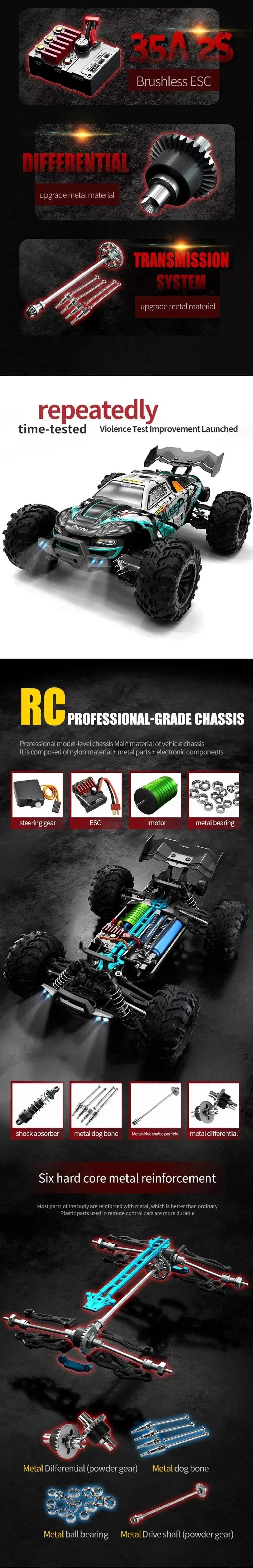  WLtoys 16101 Pro 1:16 75KM/H 4WD RC Car Gift for Kids -  ToylandEU™