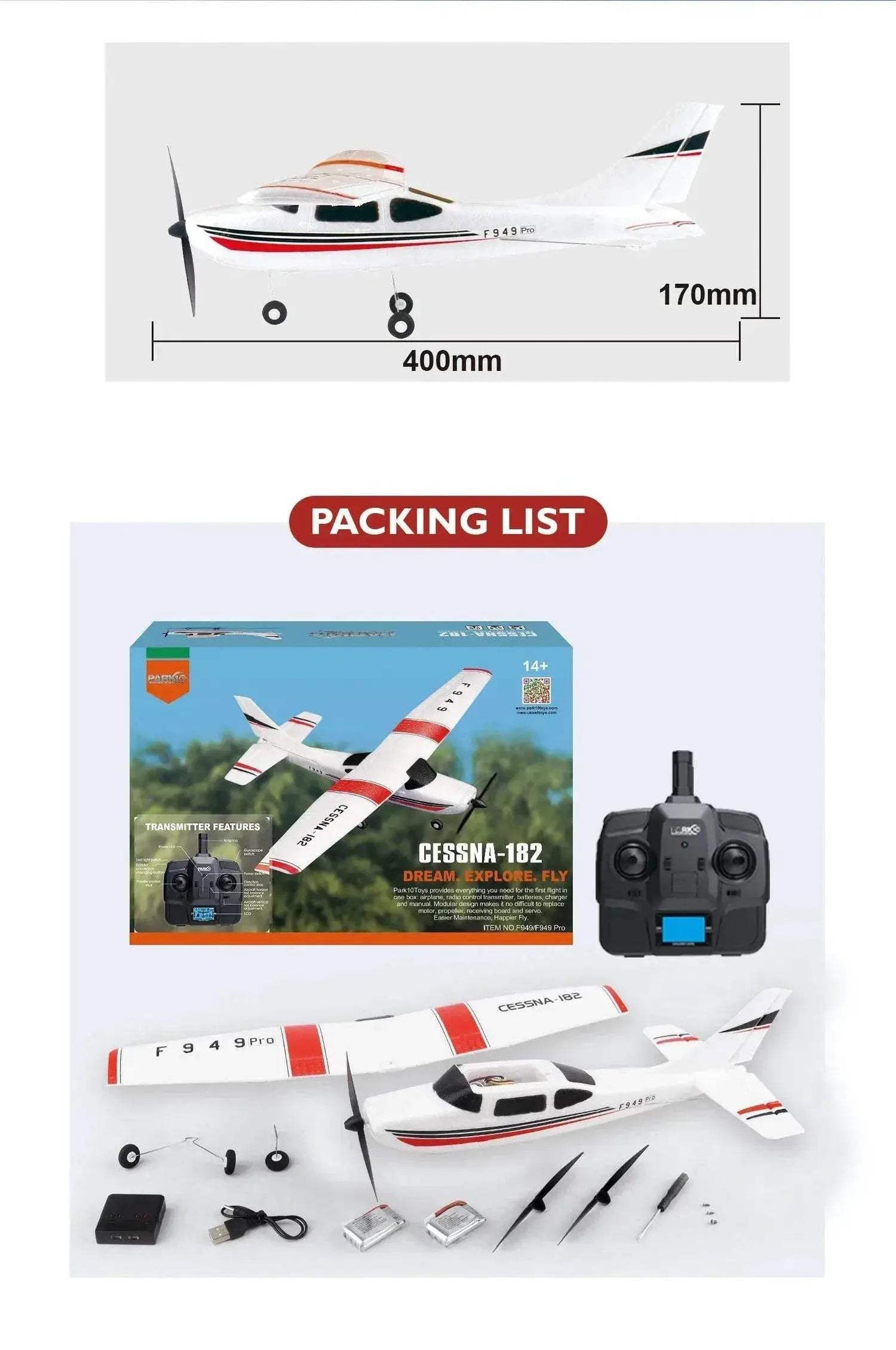 WLtoys 2.4G F949 LCD Version RC Airplane Cessna 182 RTF - ToylandEU