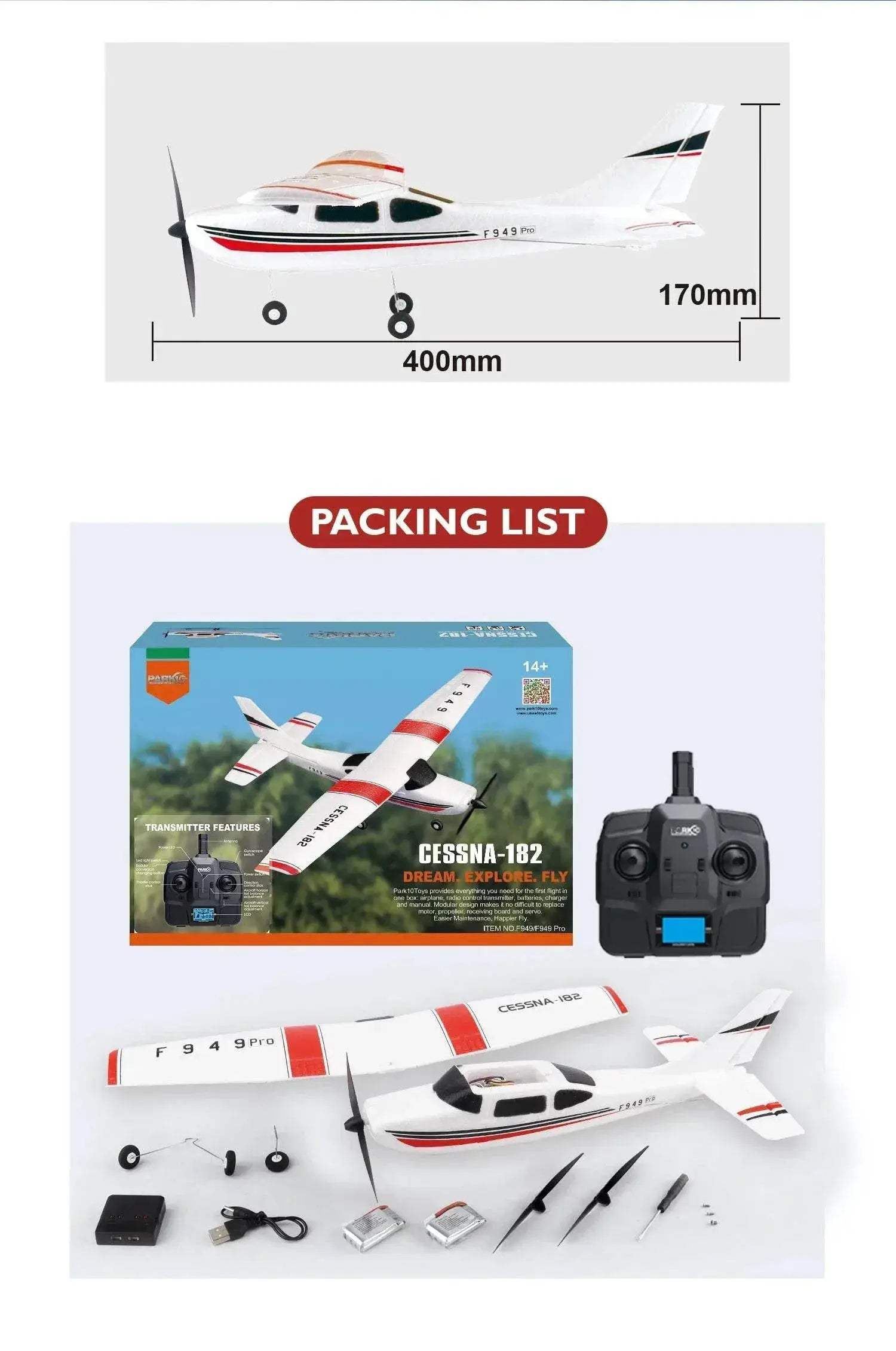 WLtoys 2.4G F949 LCD Version RC Airplane Cessna 182 RTF - ToylandEU