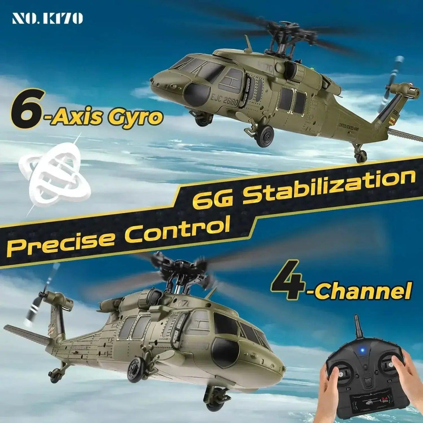  WLtoys Brushless RC Helicopter K170 One Key Takeoff 3 -  ToylandEU™