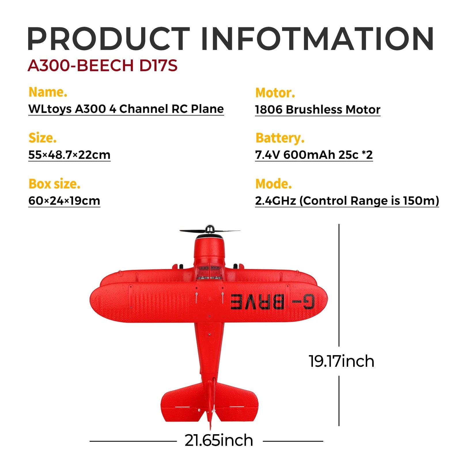 WLtoys D17S RC Biplane Brushless RTF | Toylandeu