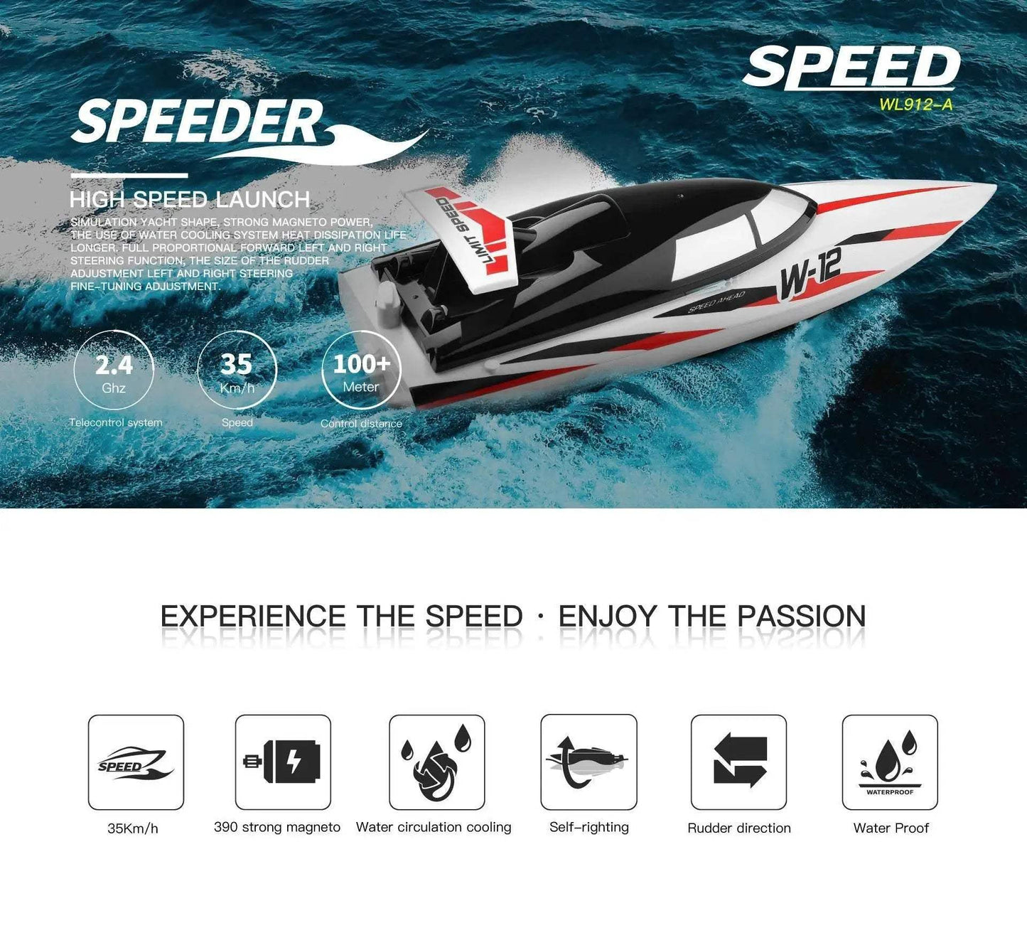 WLtoys WL916 WL912-A RC Boat High Speed Remote Control - ToylandEU