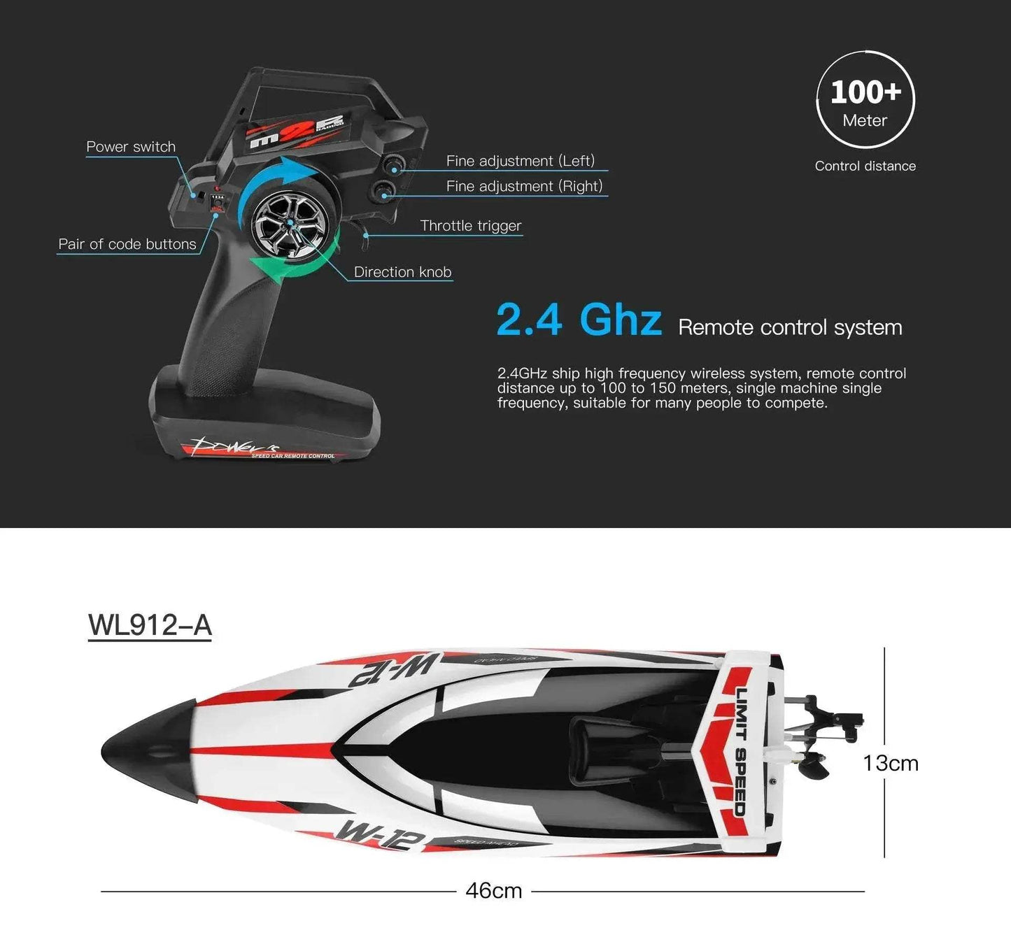 WLtoys WL916 WL912-A RC Boat High Speed Remote Control - ToylandEU