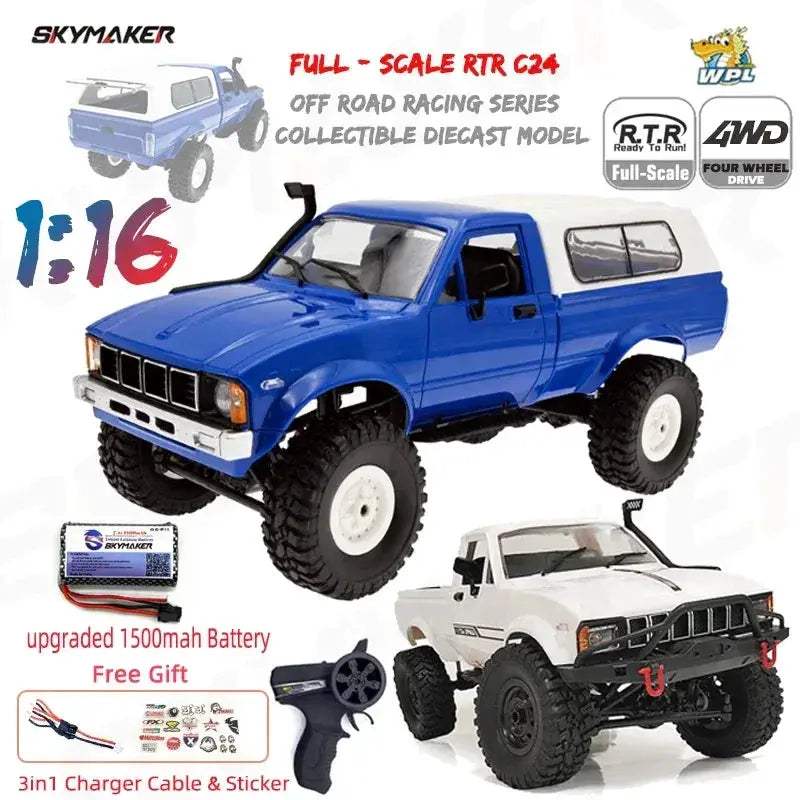 WPL C24 RC Car 4WD Rock Crawler Superior Waterproof Durable - ToylandEU