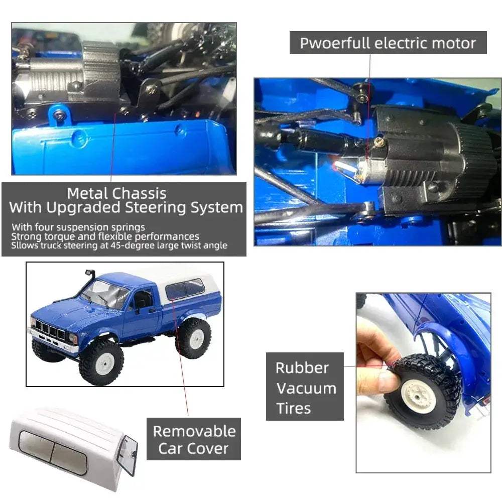 WPL C24 RC Car 4WD Rock Crawler Superior Waterproof Durable - ToylandEU