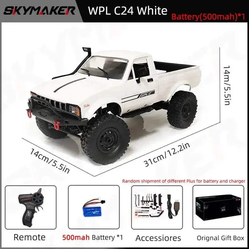 WPL C24 RC Car 4WD Rock Crawler Superior Waterproof Durable - ToylandEU