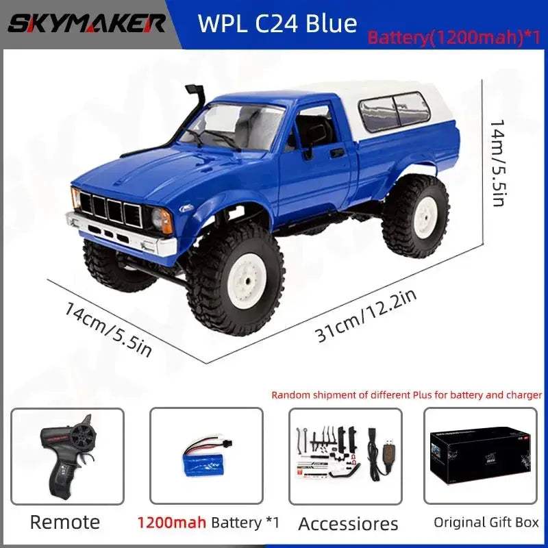 WPL C24 RC Car 4WD Rock Crawler Superior Waterproof Durable - ToylandEU