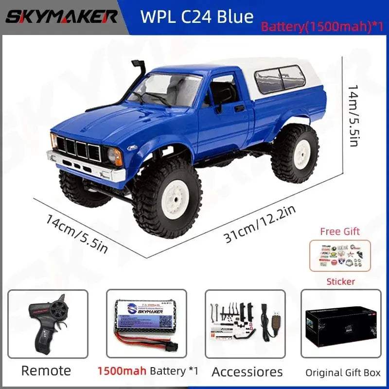 WPL C24 RC Car 4WD Rock Crawler Superior Waterproof Durable - ToylandEU