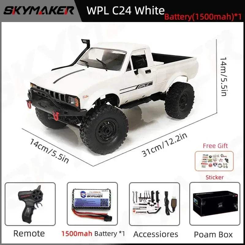 WPL C24 RC Car 4WD Rock Crawler Superior Waterproof Durable - ToylandEU
