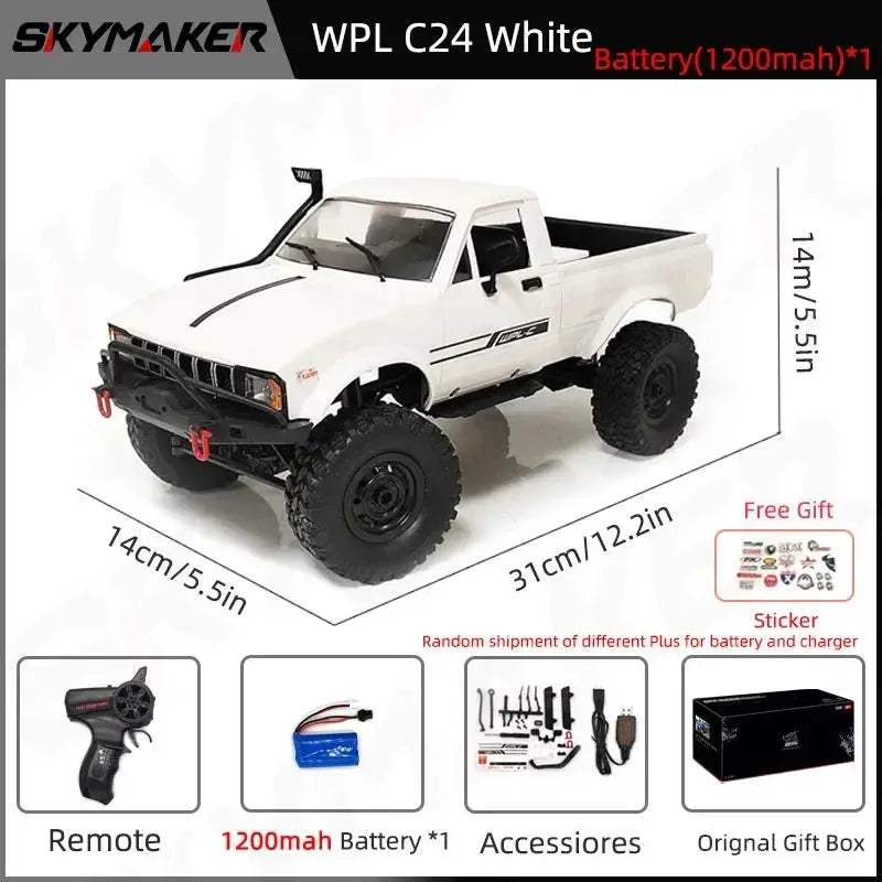WPL C24 RC Car 4WD Rock Crawler Superior Waterproof Durable - ToylandEU