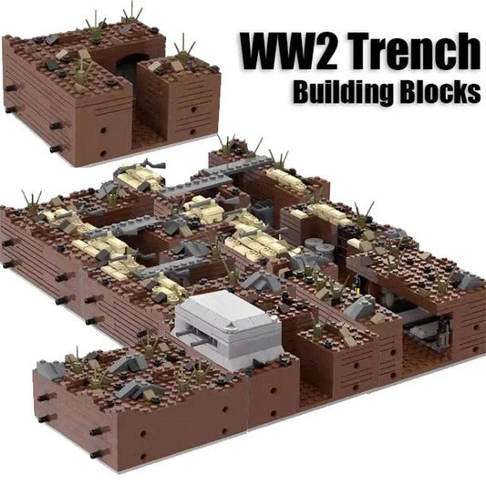 WW2 Military Trench Building Blocks Kit Soldiers Army Figures - ToylandEU