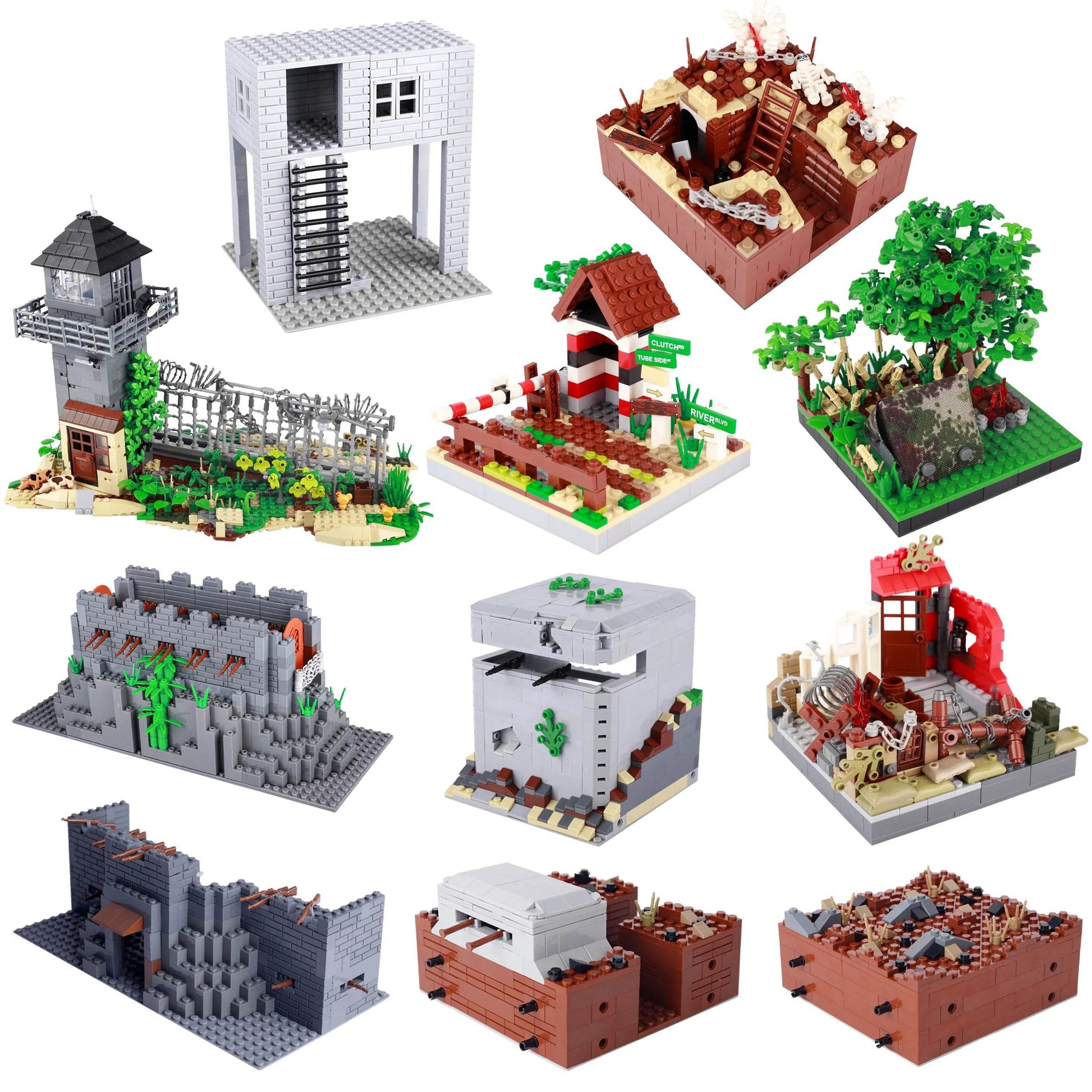 WW2 Military Trench Building Blocks Kit Soldiers Army Figures - ToylandEU