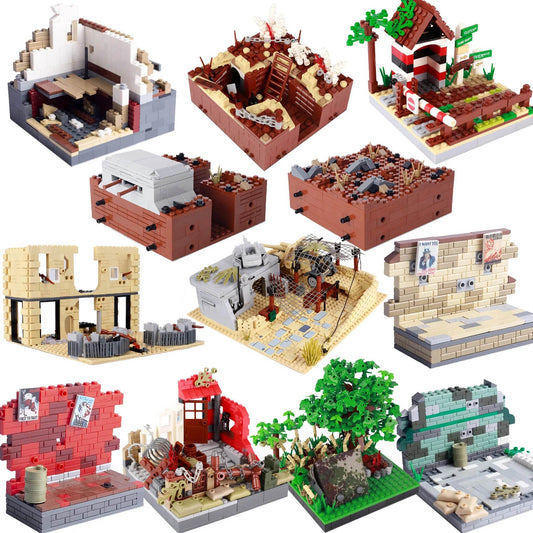 WW2 Ruins Building Blocks German Army Soldiers Figures Toys - ToylandEU