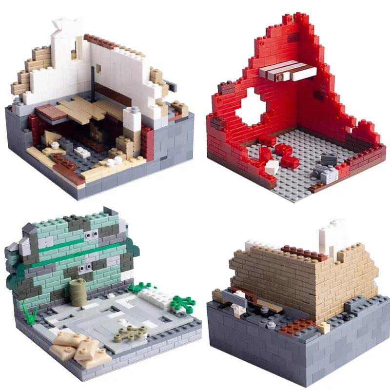 WW2 Ruins Building Blocks German Army Soldiers Figures Toys - ToylandEU