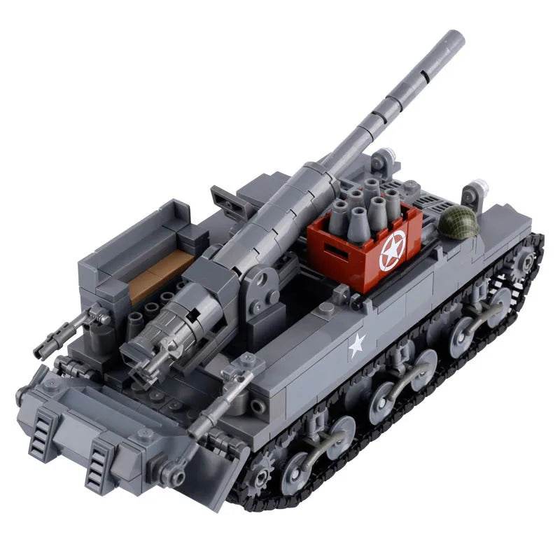 WW2 US Main Battle Tank M26 M12 Bricks Toys Boys Gift - ToylandEU