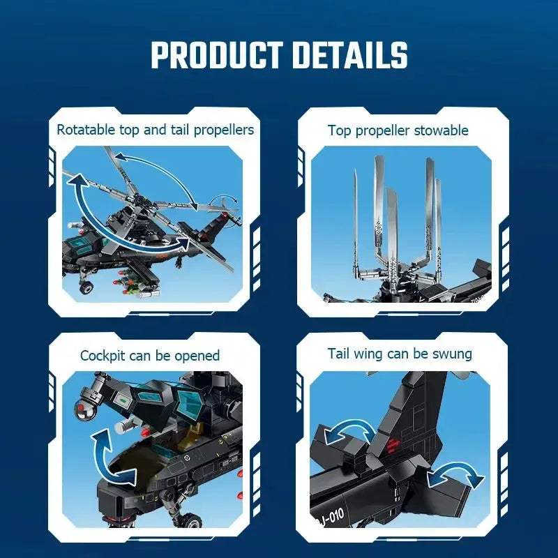 WZ10 Helicopter Building Blocks Military Model Kit - ToylandEU