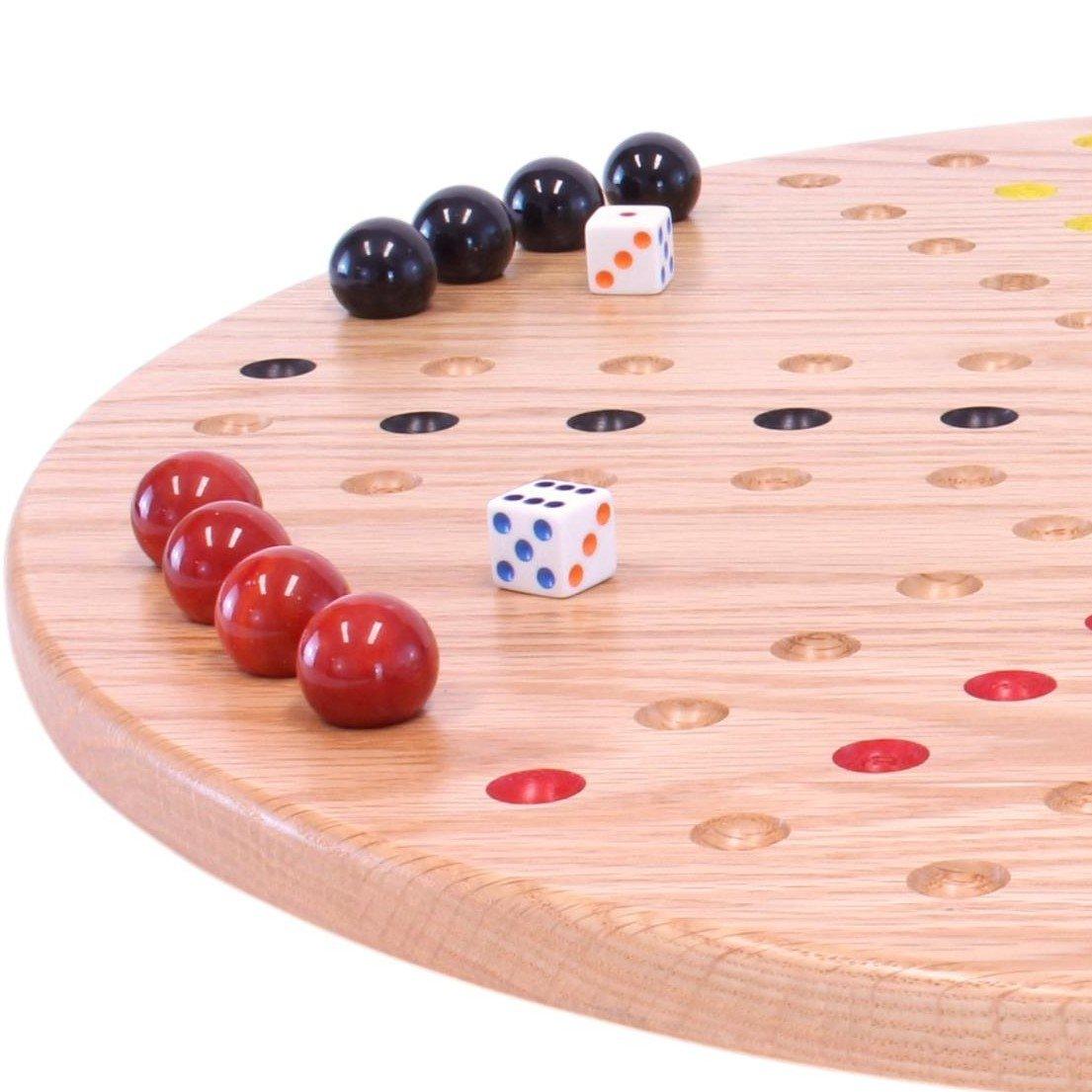 Wahoo Aggravation Game Board Solid Red Oak Wood Double Sided
