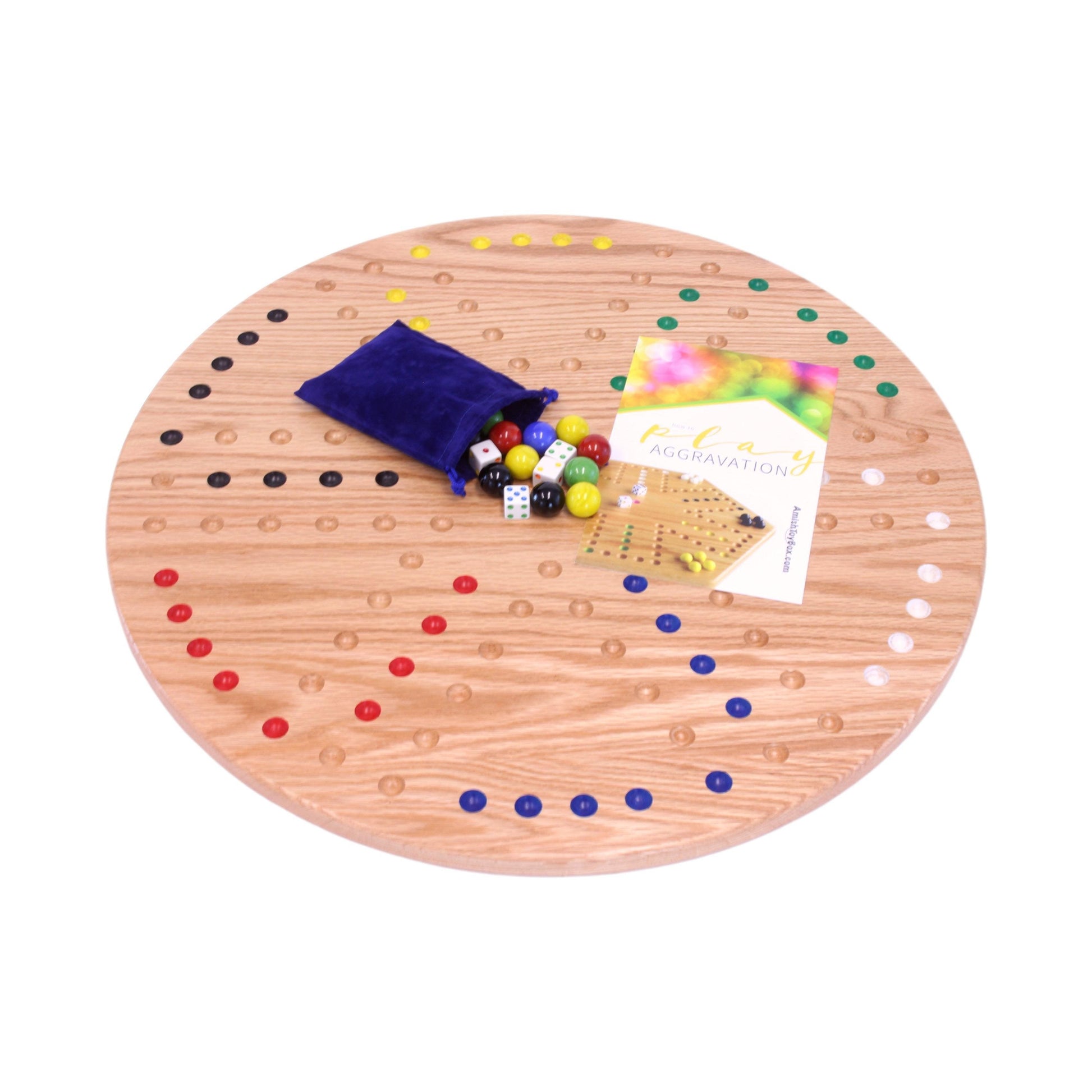 Wahoo Aggravation Game Board Solid Red Oak Wood Double Sided