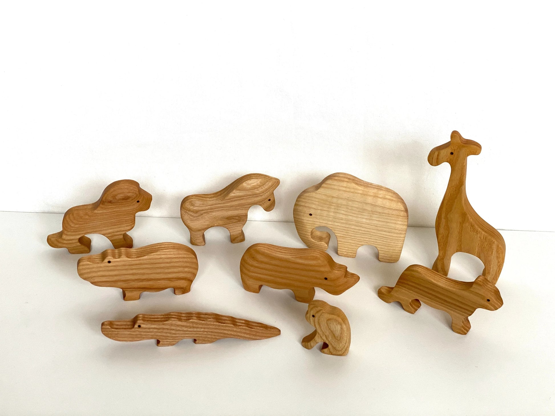 Waldorf Wooden Safari Animals Set of 9 Hand Painted - ToylandEU