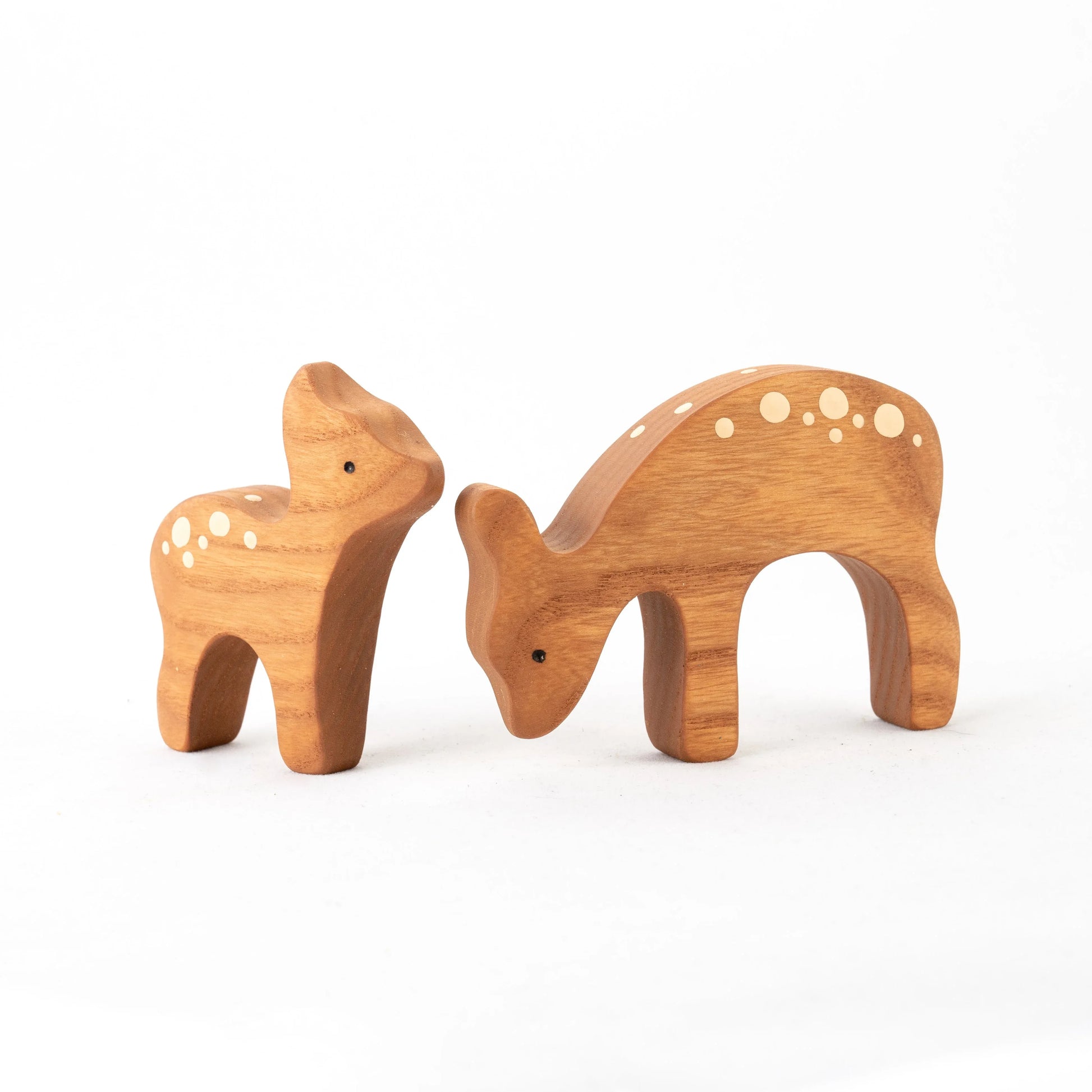 Waldorf Wooden Deer Figurines Set of Two for Gentle Play - ToylandEU