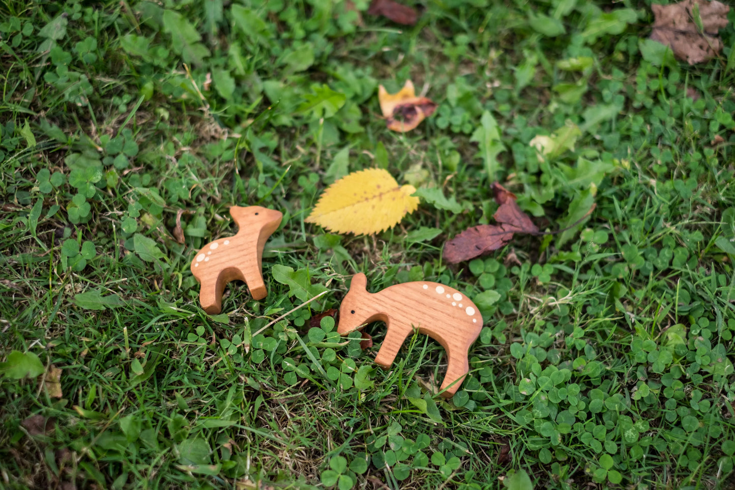 Waldorf Wooden Deer Figurines Set of Two for Gentle Play - ToylandEU