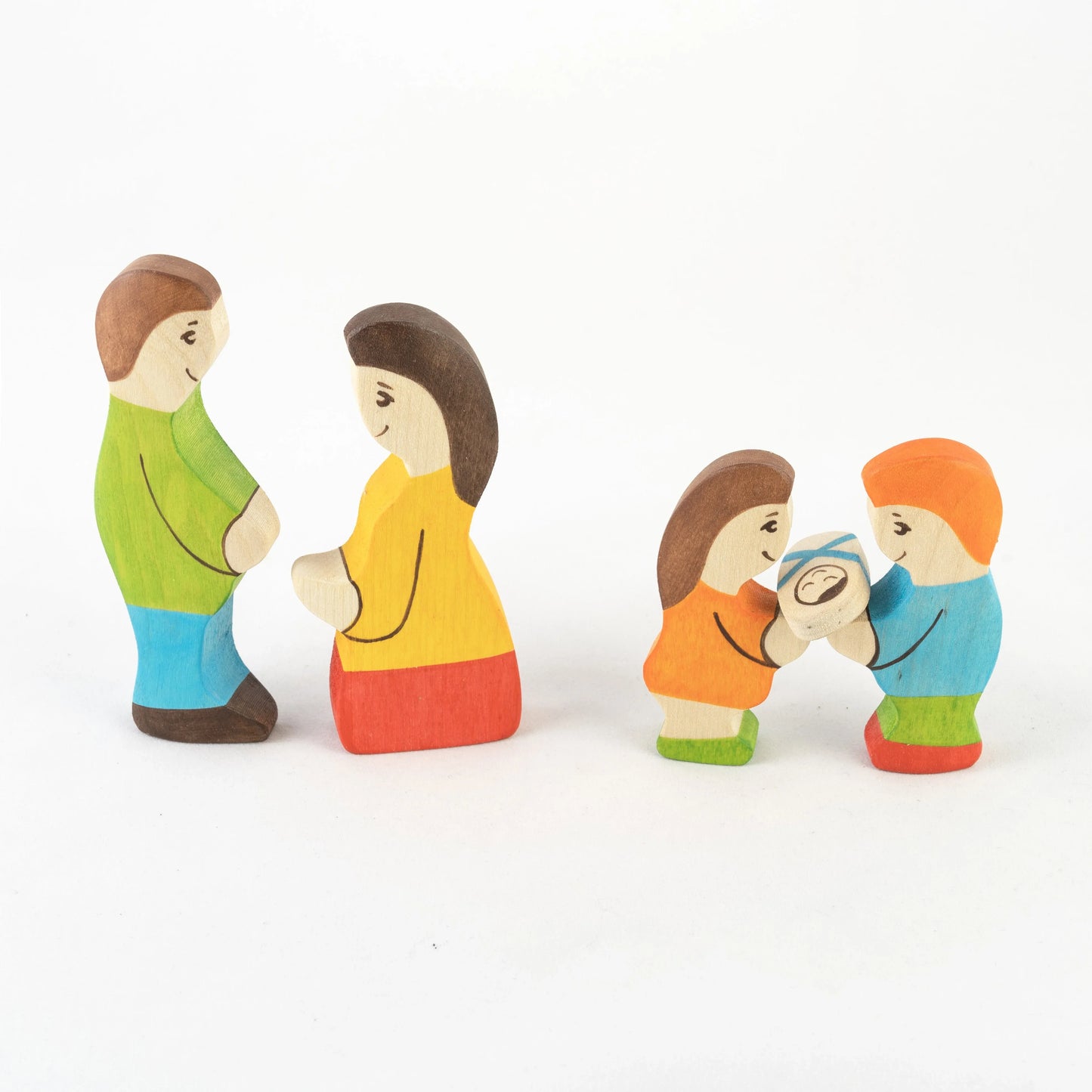 Waldorf Wooden Farm Family Set Hand Carved and Painted - ToylandEU