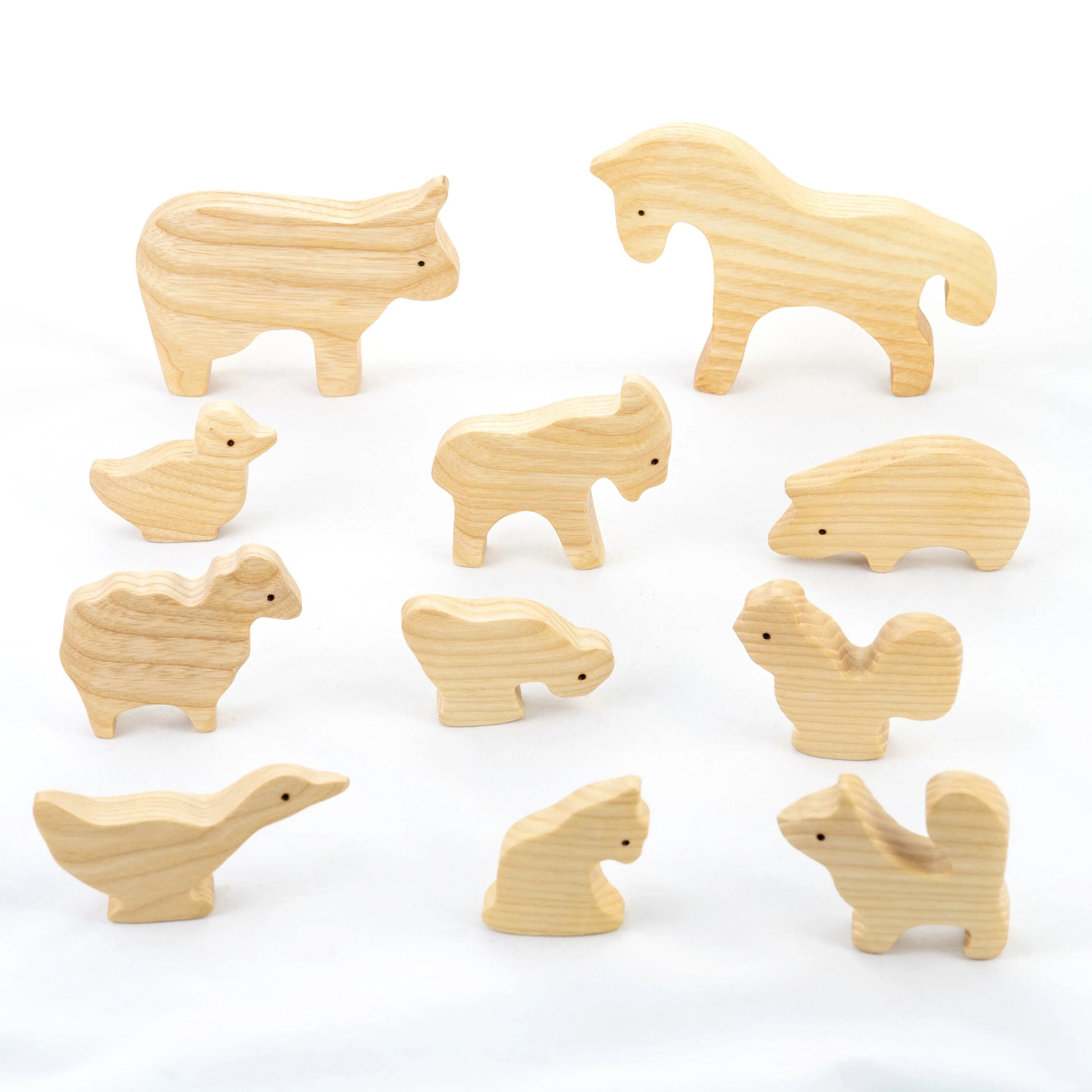 Waldorf Wooden Farm Animals Set For Creative Imaginative Play - ToylandEU