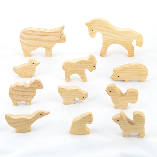 Waldorf Wooden Farm Animals Set For Creative Imaginative Play - ToylandEU