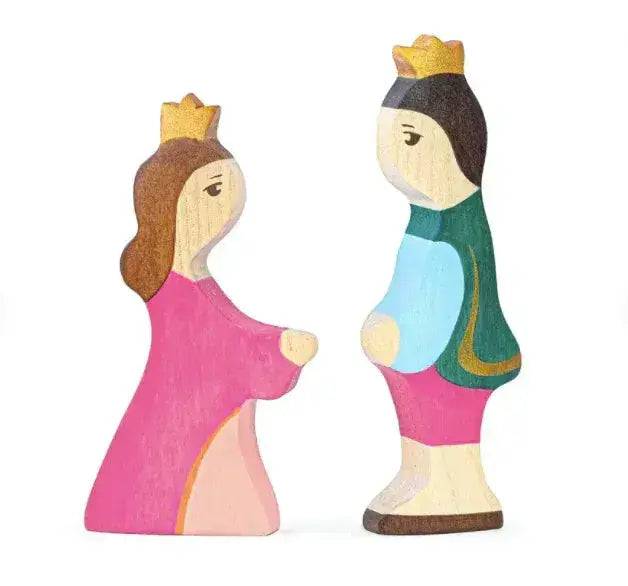 Waldorf Wooden Prince and Princess Figures Handcrafted for Imaginative Play - ToylandEU
