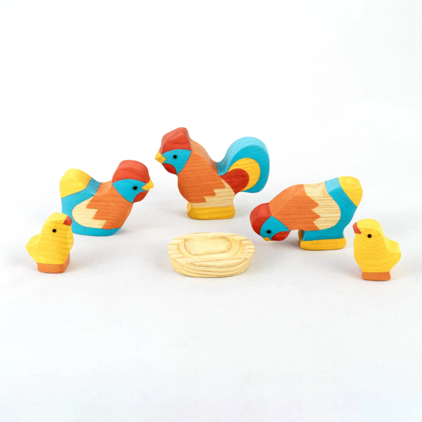 Waldorf Wooden Rooster With Chickens Educational Set - ToylandEU