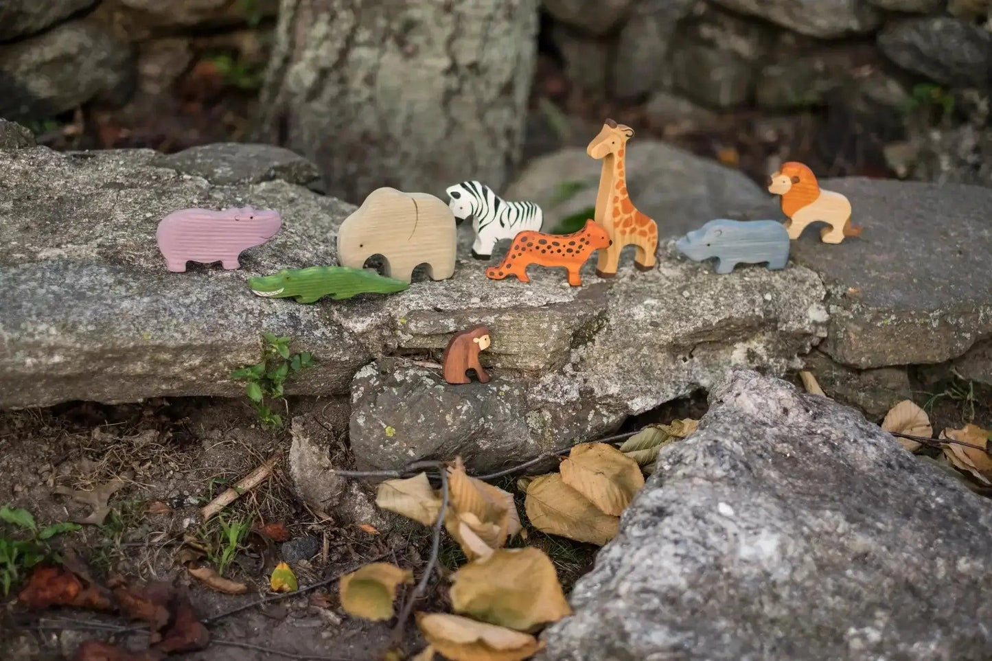  Waldorf Wooden Safari Animals Hand Painted Set Of 9 -  ToylandEU™